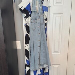 Denim Button-Up Dress with Blue and Black Floral Dress